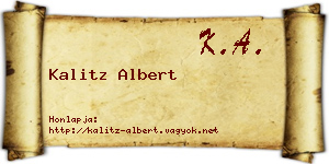 Kalitz Albert névjegykártya